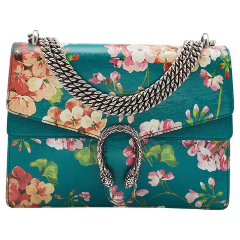 dionysus gucci emerald green purse with blooms